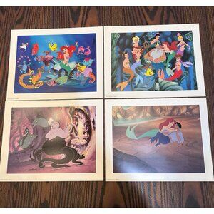 Vintage Disney The Little Mermaid Lithograph Set of 4 1990s 14 x 11 Prints
